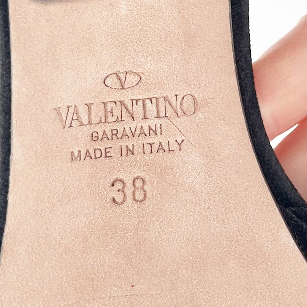 Valentino Garavani Black Velvet Crystal One Stud Stiletto Strappy Sandals EU 38 - Picture 11 of 11